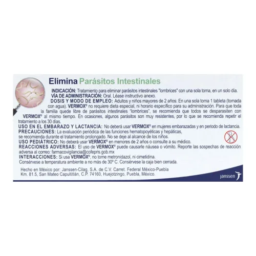 Vermox 500 Mg Con 1 Tableta