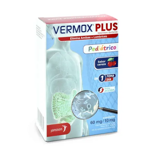 Vermox Plus Pediátrico 60/10 Mg Solución Sabor Cereza 10 Ml