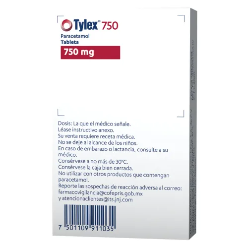 Tylex 750 750 Mg Con 40 Tabletas