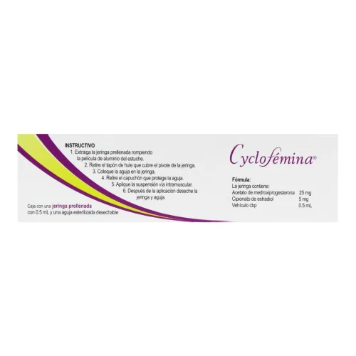 Comprar Cyclofemina 25/5 Mg Suspensión Inyectable Con 1 Jeringa Prellenada