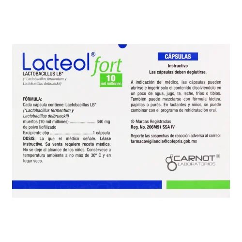 Lacteol Fort 340 Mg Con 16 Cápsulas