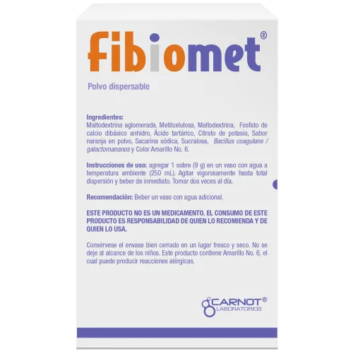 Comprar Fibiomet Probiótico + Prebiótico Suplemento Alimenticio Sabor Naranja Con 10 Sobres