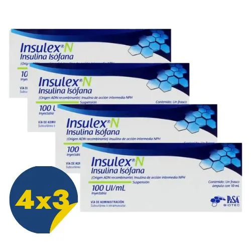 Comprar Insulex N 100 Ui Frasco Ámpula 10 Ml Pack 4x3