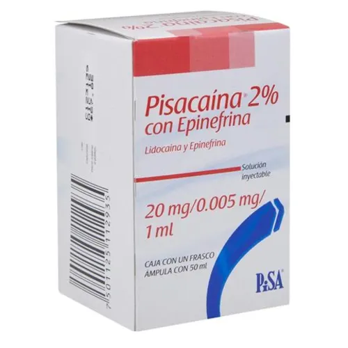 comprar Pisacaína 20/0.005 Mg Con 1 Frasco Ámpula