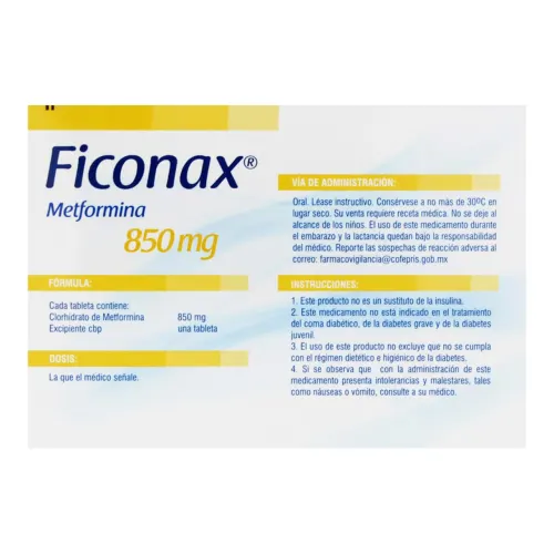 Ficonax 850 Mg Con 30 Tabletas