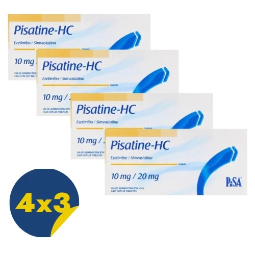 Comprar Pisatine Hc 10/20 Mg Con 28 Tabletas Pack 4x3