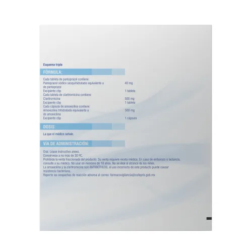 Icoblis Amoxicilina Claritromicina Pantoprazol 40/500/500 Mg Kit Para 7 Días