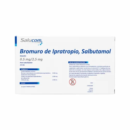 Bromuro De Ipratropio, Salbutamol 0.5/2.5 Mg Con 10 Ampolletas