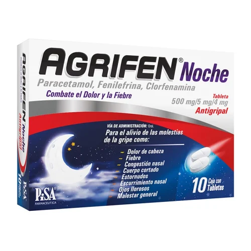 Agrifen Noche 500/5/4 Mg Con 10 Tabletas