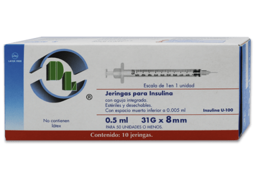 Comprar Dl Jeringa Para Insulina 31Gx8Mm Con 10 Jeringas