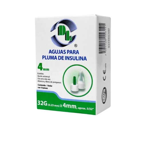 Dl Aguja Para Pluma De Insulina 32G X 4 Mm Con 10 Piezas