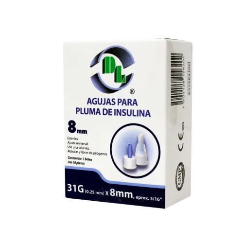 Dl Aguja Para Pluma De Insulina 31G X 8 Mm Con 10 Piezas