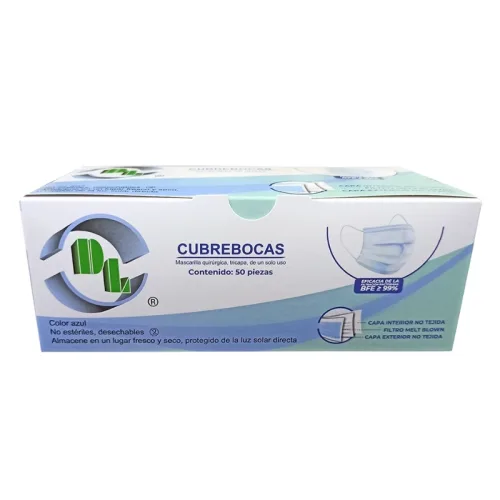 Dl Cubrebocas Tricapa Con 50 Piezas