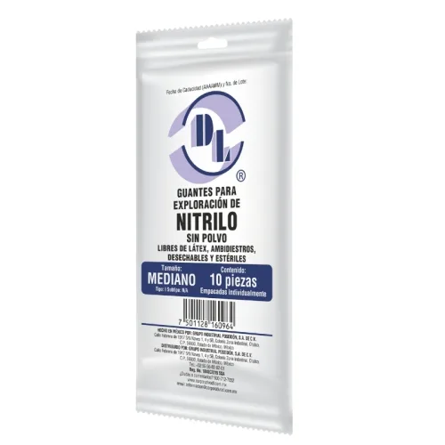 Dl Guantes Para Exploración Desechables De Nitrilo Medianos Con 10 Piezas