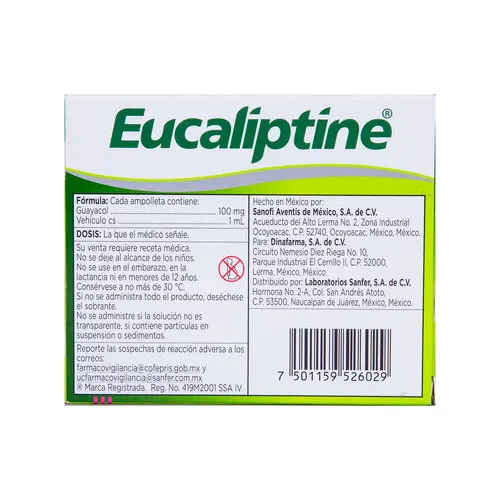 Eucaliptine 100 mg Con 10 Ampolletas