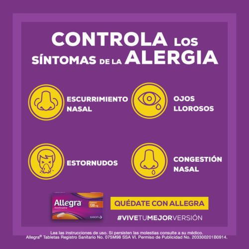 Comprar Allegra 120 Mg Antialérgico Con 10 Tabletas