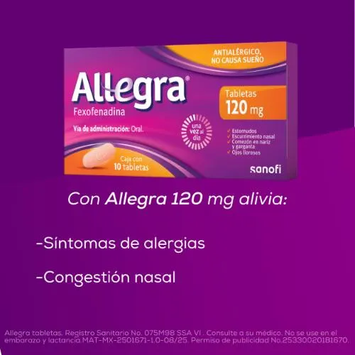 Allegra Antihistamínico 10 tabletas x 120 mg