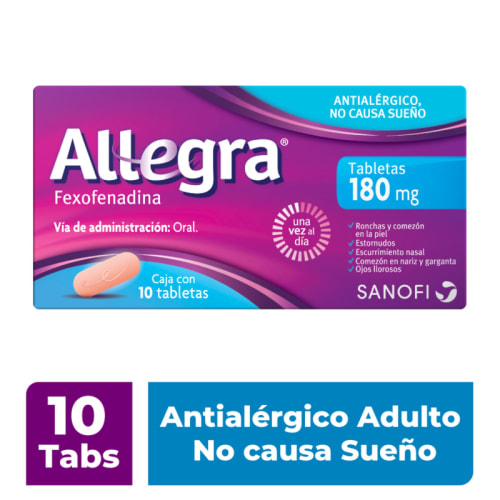 Comprar Allegra 180 Mg Antialérgico Con 10 Tabletas