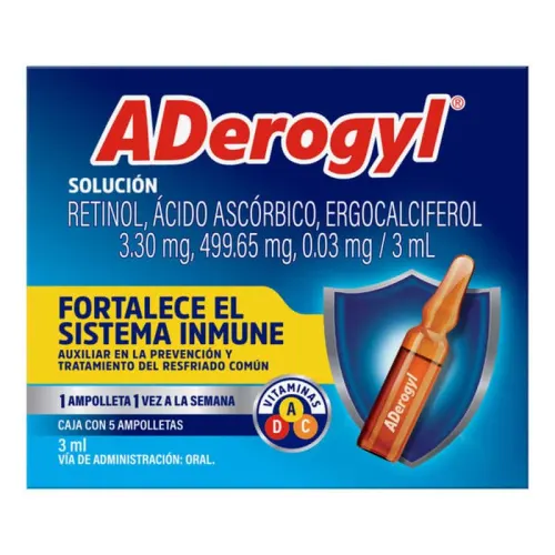 Comprar Aderogyl Vitaminas A, D, C Solución Oral Con 5 Ampolletas