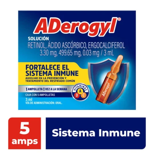 Comprar Aderogyl Vitaminas A, D, C Solución Oral Con 5 Ampolletas