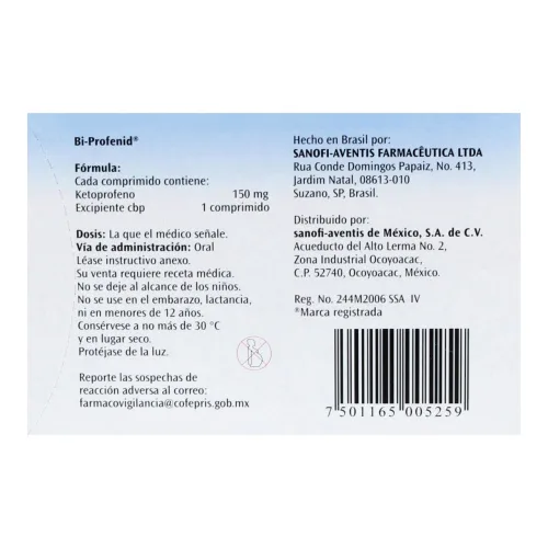 Bi Profenid 150 Mg Con 10 Tabletas