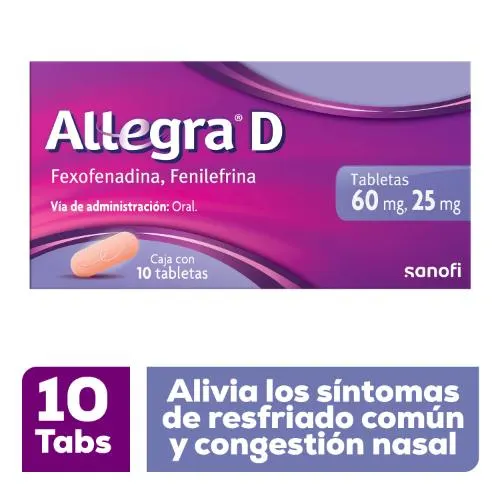 Allegra D Antihistamínico 10 tabletas x 60 mg