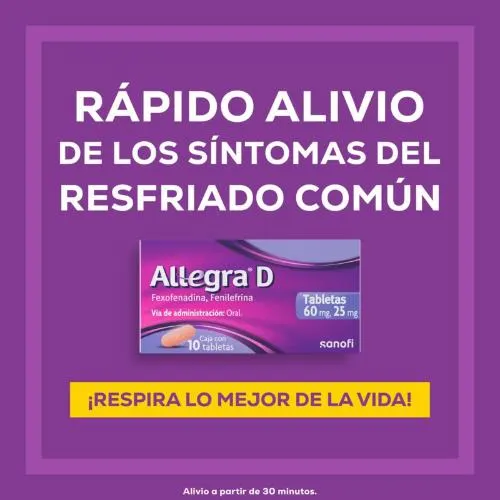 Comprar Allegra D 60/25 Mg Antihistamínico Con 10 tabletas