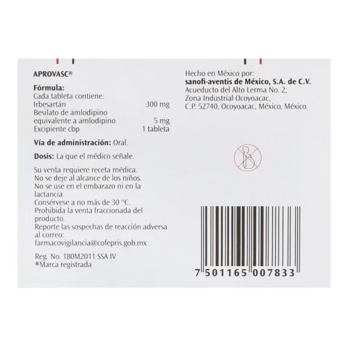 Aprovasc 300/5 Mg Con 28 Tabletas