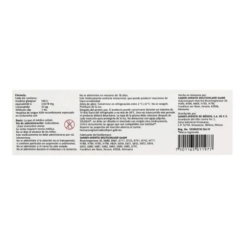 Soliqua 100 Ui/33 Mcg Con 1 Pluma Precargada