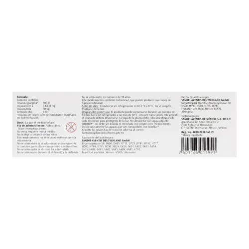 Soliqua 100 Ui/50 Mcg Con 1 Pluma Precargada