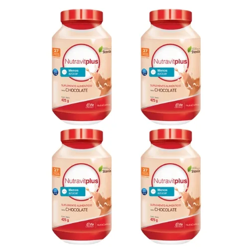 Comprar Nutravit Plus Red Bajo En Azúcar Suplemento Alimenticio Sabor Chocolate Polvo Con 425 Gr 4X3