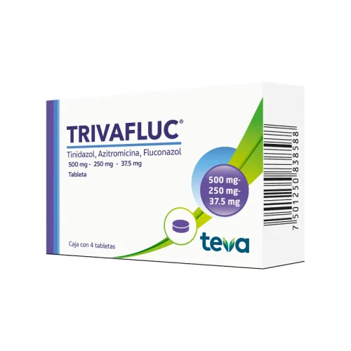 Trivafluc Azitromicina Fluconazol Tinidazol 500/250/37.5 Mg Con 4 Tabletas