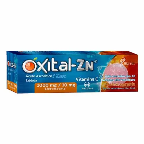 Oxital Zn Ácido Ascórbico Zinc 1000 Mg / 10 Mg Con 10 Tabletas Efervecentes