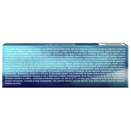 Oxital Zn Ácido Ascórbico Zinc 1000 Mg / 10 Mg Con 10 Tabletas Efervecentes