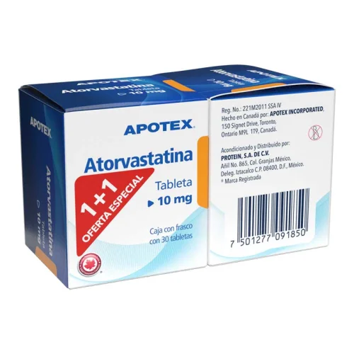 Comprar Atorvastatina 10 Mg Con 30 Tabletas Duopack