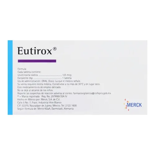 Comprar Eutirox 125 Mcg Con 50 Tabletas