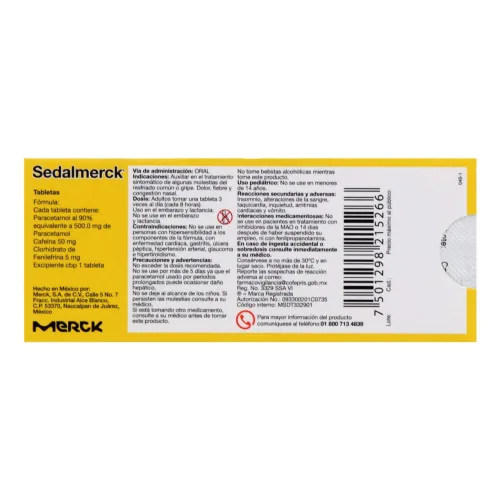 Sedalmerck 650 Mg Con 10 Tabletas