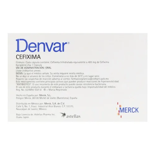 Denvar Cefixima 400 Mg Con 3 Cápsulas
