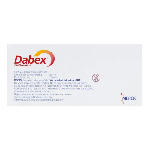 Dabex 850 Mg Con 30 Tabletas