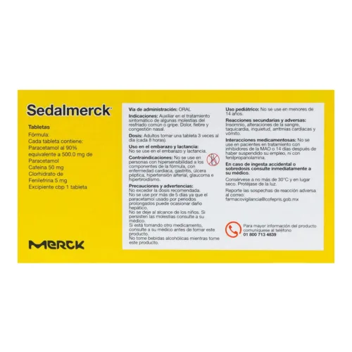 Sedalmerck 500/50/5 Mg Con 24 Tabletas