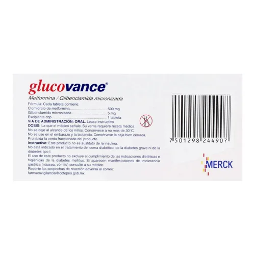 Comprar Glucovance 500/5 Mg Con 60 Tabletas