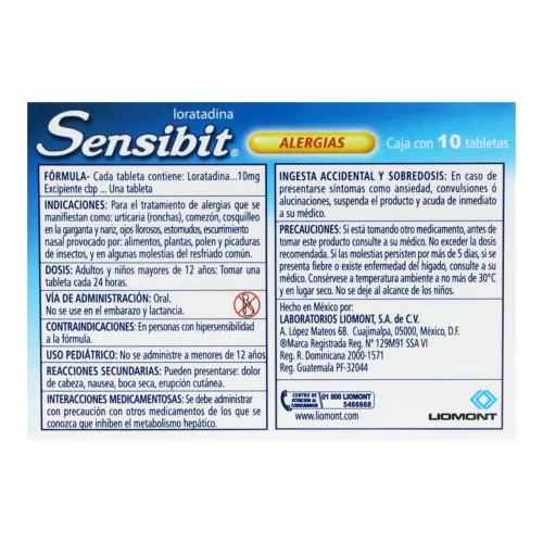 Sensibit 10 Mg Con 10 Tabletas