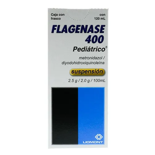 Flagenase 400 Diyodohidroxiqunolina Metronidazol 2.5/2 G Suspensión Pediátrica Con 100 Ml