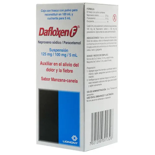 Dafloxen F 125/100 Mg Suspensión Oral Sabor Manzana Canela 100 Ml