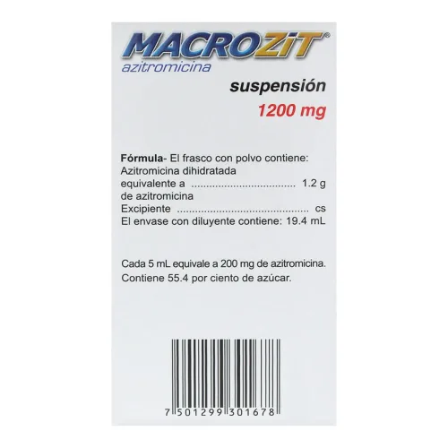 Macrozit Azitromicina 1200 Mg Suspensión Oral 30 Ml