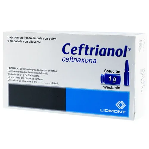 Ceftrianol Iv Ceftriaxona 1 G Solución Inyectable Frasco Ámpula 10 Ml