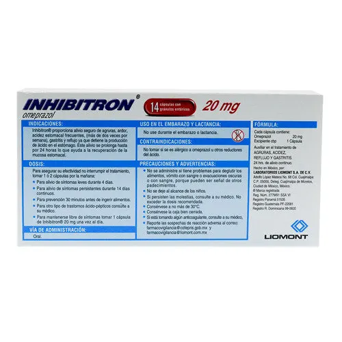 Inhibitron 20 Mg Con 14 Cápsulas