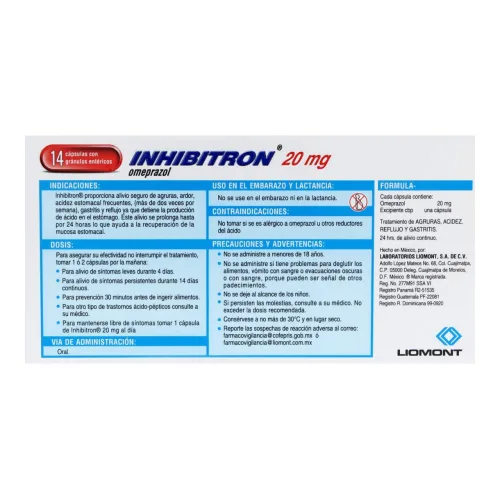 Inhibitron 20 Mg Con 14 Cápsulas Duopack