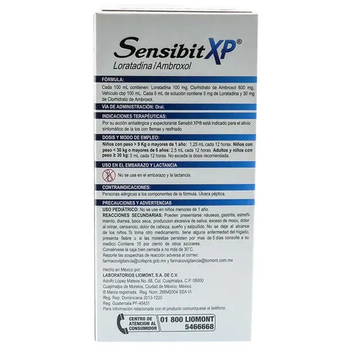 Sensibit Xp 5/30 Mg Solución Oral Sabor Durazno 120 Ml