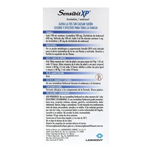 Comprar Sensibit Xp 5/30 Mg Solución Oral Sabor Durazno 120 Ml